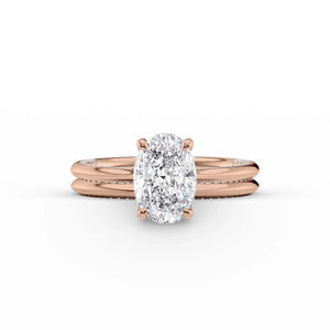The Claire Set  With A 2.5 Carat Oval 14K Rose Gold Moissanite