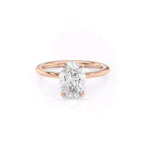 The Claire Set  With A 3 Carat Oval 14K Rose Gold Moissanite