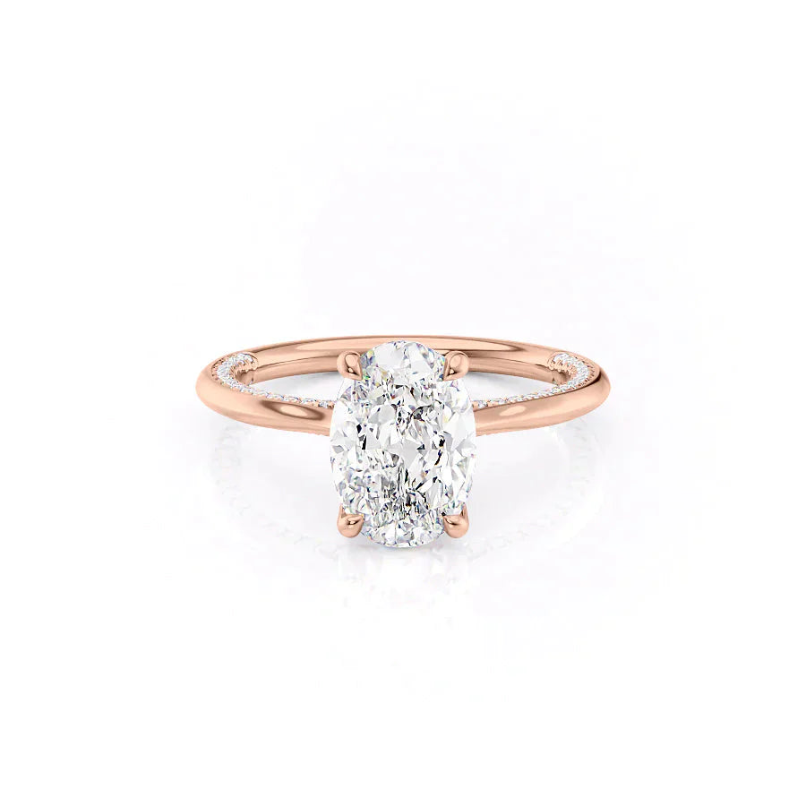 The Claire Set  With A 3.5 Carat Oval 14K Rose Gold Moissanite