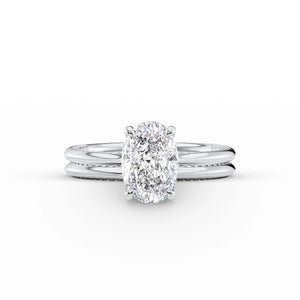 The Claire Set  With A 3 Carat Oval 14K White Gold Moissanite
