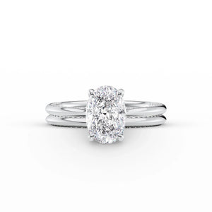 The Claire Set  With A 2 Carat Oval 18K White Gold Moissanite