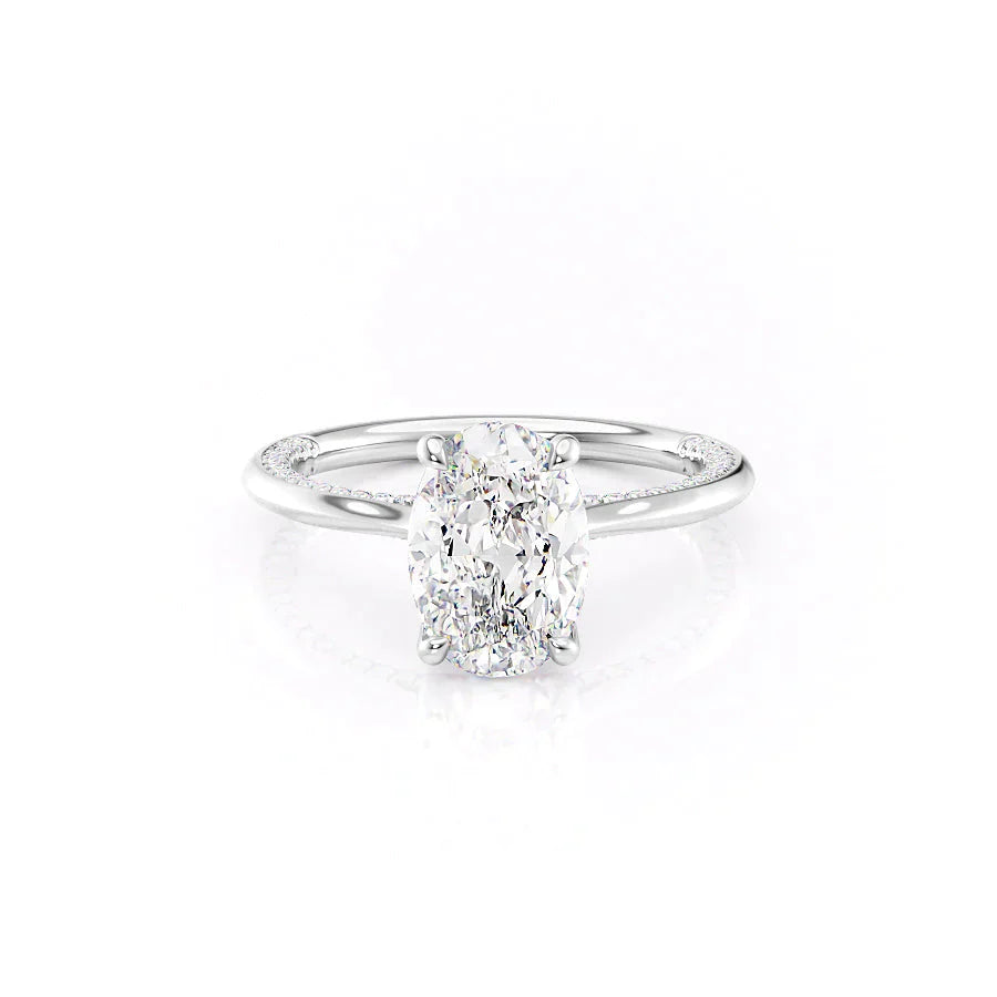 The Claire Set  With A 3 Carat Oval 14K White Gold Moissanite