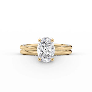 The Claire Set  With A 3 Carat Oval 18K Yellow Gold Moissanite