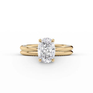 The Claire Set  With A 3 Carat Oval 18K Yellow Gold Moissanite