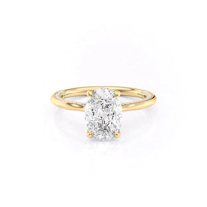 The Claire Set  With A 2 Carat Oval 14K Yellow Gold Moissanite