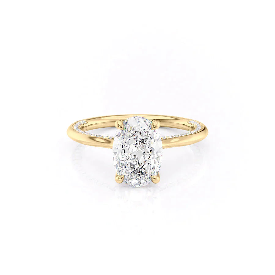 The Claire Set  With A 4.5 Carat Oval 14K Yellow Gold Moissanite