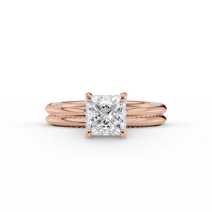 The Claire Set  With A 2 Carat Princess 14K Rose Gold Moissanite
