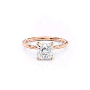 The Claire Set  With A 3 Carat Princess 14K Rose Gold Moissanite