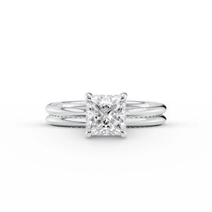 The Claire Set  With A 3 Carat Princess 14K White Gold Moissanite