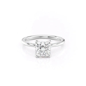 The Claire Set  With A 4 Carat Princess 18K White Gold Moissanite