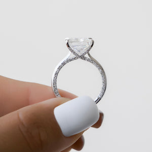 The Claire Set  With A 3 Carat Princess 14K White Gold Moissanite