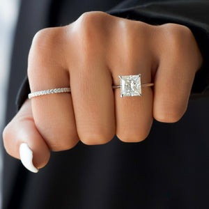 The Claire Set  With A 3 Carat Princess 14K White Gold Moissanite