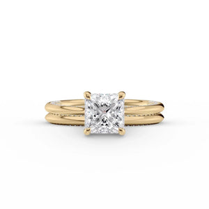 The Claire Set  With A 3 Carat Princess 18K Yellow Gold Moissanite