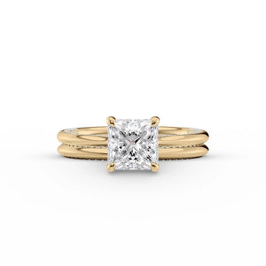 The Claire Set  With A 3 Carat Princess 18K Yellow Gold Moissanite