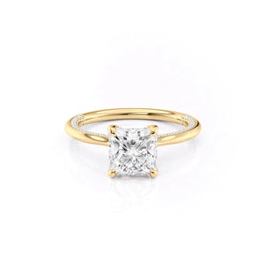 The Claire Set  With A 3 Carat Princess 18K Yellow Gold Moissanite