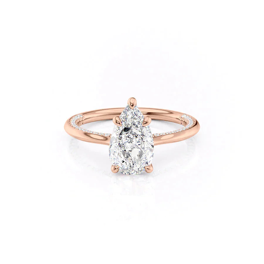 The Claire Set  With A 2.5 Carat Pear 14K Rose Gold Moissanite