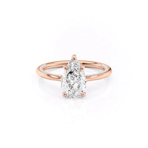 The Claire Set  With A 3 Carat Pear 14K Rose Gold Moissanite