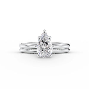 The Claire Set  With A 3.5 Carat Pear 18K White Gold Moissanite