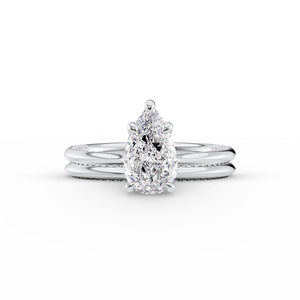 The Claire Set  With A 3 Carat Pear 18K White Gold Moissanite