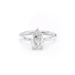 The Claire Set  With A 3.5 Carat Pear 14K White Gold Moissanite