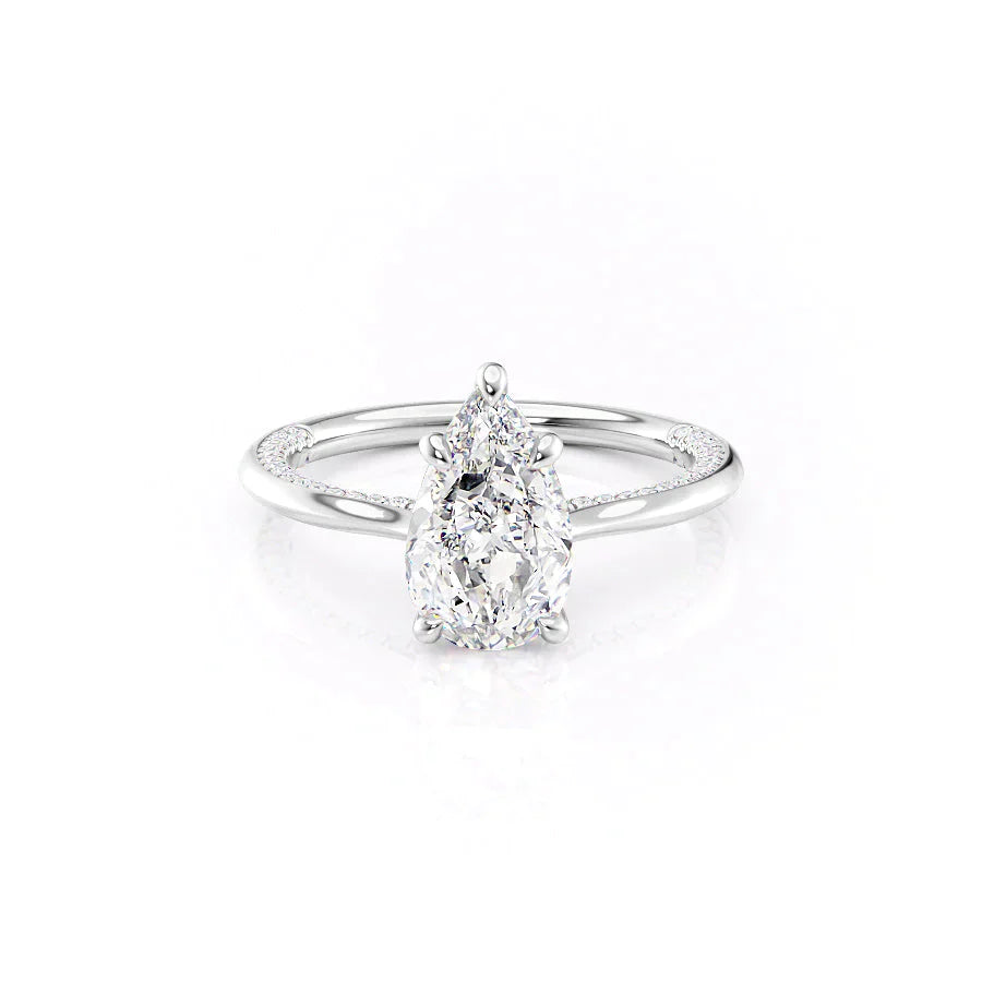 The Claire Set  With A 4 Carat Pear 14K White Gold Moissanite