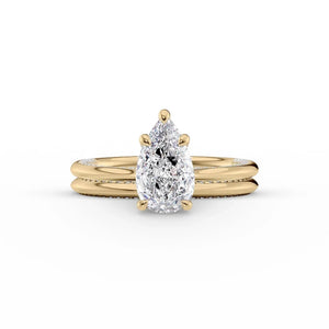 The Claire Set  With A 2.5 Carat Pear 14K Yellow Gold Moissanite