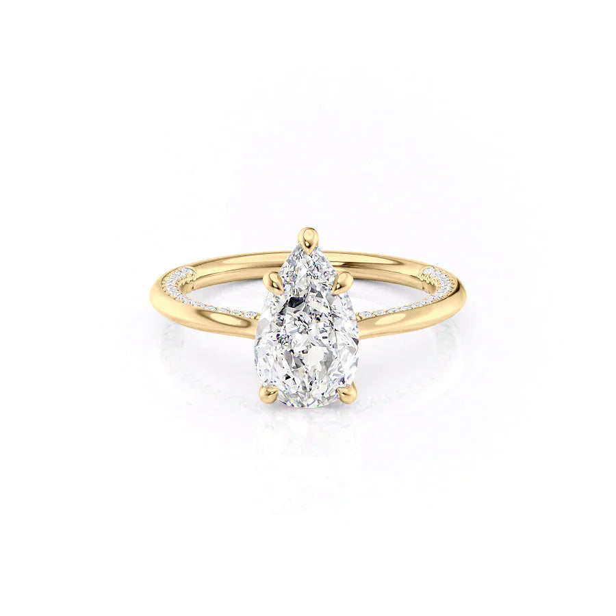 The Claire Set  With A 1 Carat Pear 18K Yellow Gold Moissanite