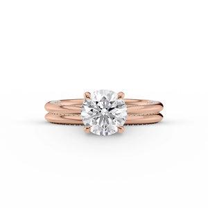 The Claire Set  With A 1 Carat Round 14K Rose Gold Moissanite