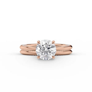 The Claire Set  With A 4 Carat Round 14K Rose Gold Moissanite