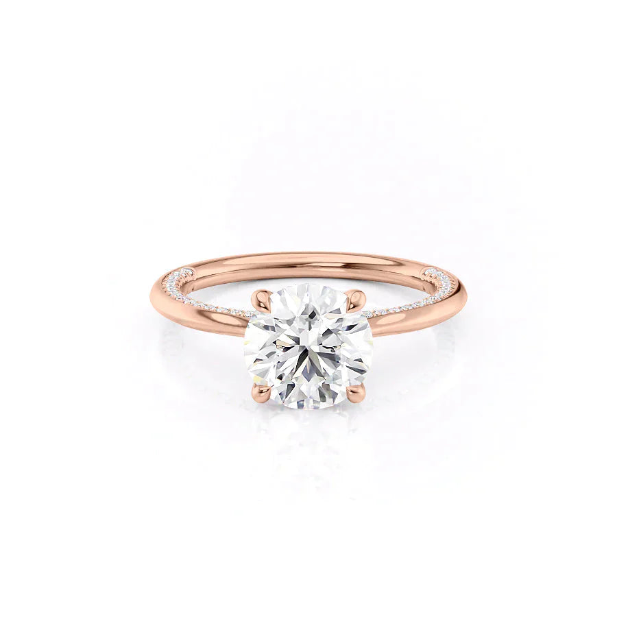 The Claire Set  With A 1 Carat Round 14K Rose Gold Moissanite