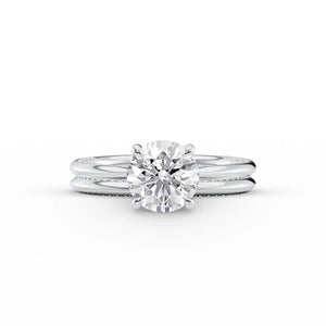The Claire Set  With A 4.5 Carat Round 14K White Gold Moissanite