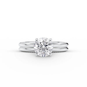 The Claire Set  With A 1 Carat Round 14K White Gold Moissanite
