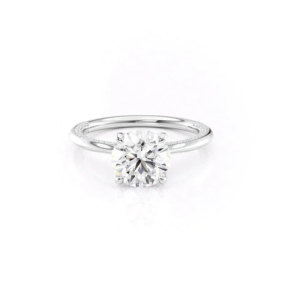 The Claire Set  With A 4.5 Carat Round 18K White Gold Moissanite