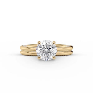 The Claire Set  With A 4.5 Carat Round 14K Yellow Gold Moissanite