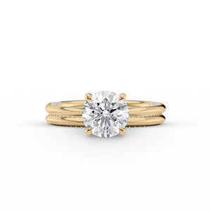 The Claire Set  With A 2 Carat Round 14K Yellow Gold Moissanite