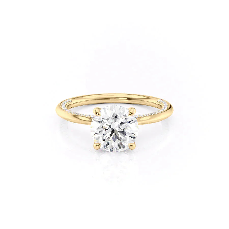 The Claire Set  With A 4.5 Carat Round 18K Yellow Gold Moissanite