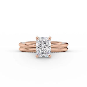 The Claire Set  With A 1.5 Carat Radiant 14K Rose Gold Moissanite