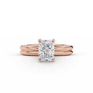The Claire Set  With A 1 Carat Radiant 14K Rose Gold Moissanite