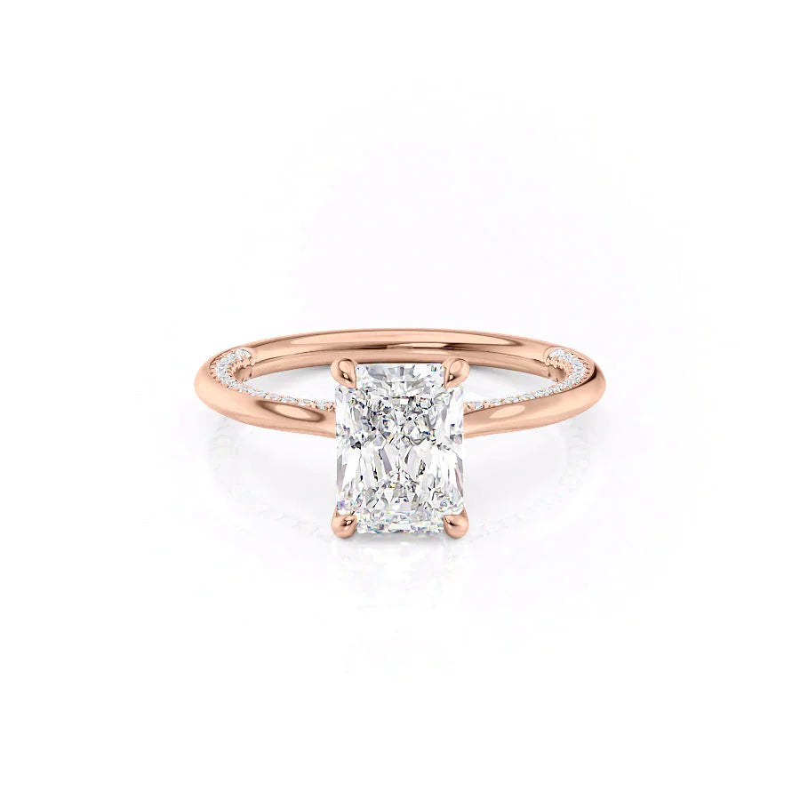 The Claire Set  With A 3.5 Carat Radiant 14K Rose Gold Moissanite