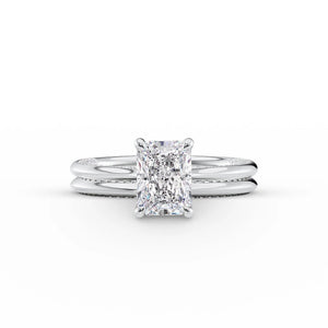 The Claire Set  With A 1 Carat Radiant 14K White Gold Moissanite