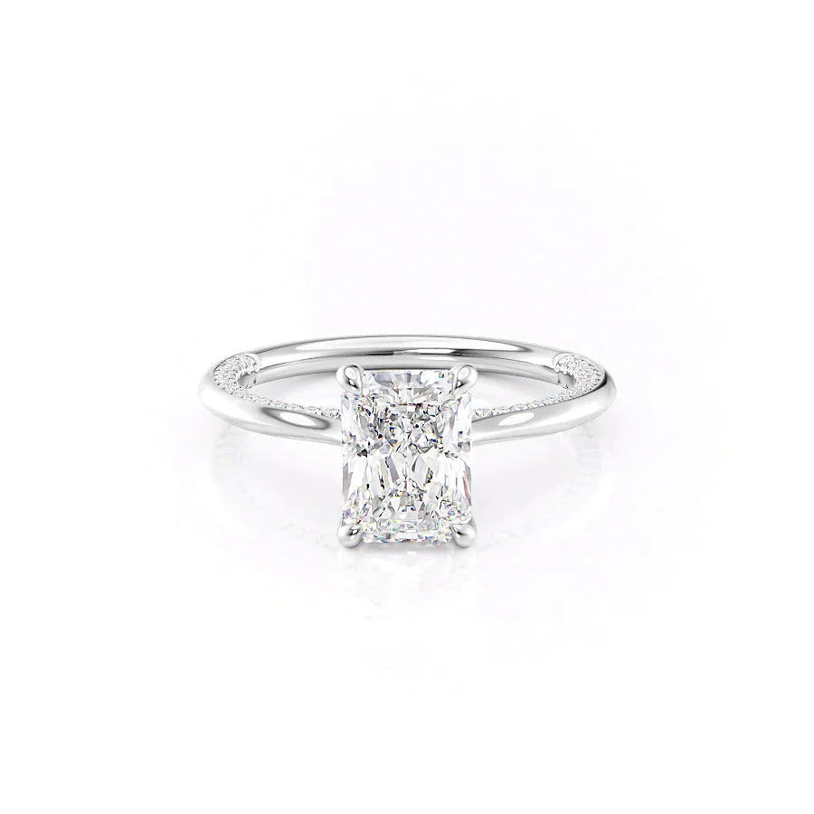 The Claire Set  With A 1 Carat Radiant 14K White Gold Moissanite