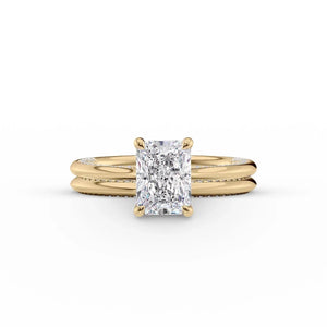 The Claire Set  With A 3.5 Carat Radiant 18K Yellow Gold Moissanite