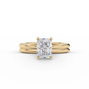 The Claire Set  With A 1 Carat Radiant 14K Yellow Gold Moissanite