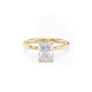 The Claire Set  With A 1 Carat Radiant 14K Yellow Gold Moissanite