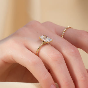 The Claire Set  With A 1 Carat Radiant 14K Yellow Gold Moissanite