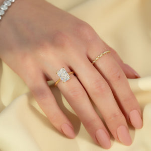 The Claire Set  With A 1 Carat Radiant 14K Yellow Gold Moissanite