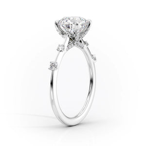 The Serena Set  With A 3.5 Carat Oval 14K White Gold Moissanite