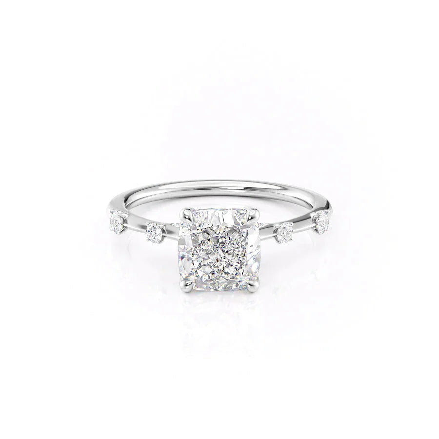 The Serena Set With A 3 Carat Cushion 14K White Gold Lab Diamond