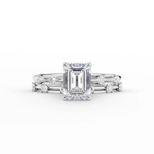 The Serena Set With A 3 Carat Emerald 18K White Gold Lab Diamond