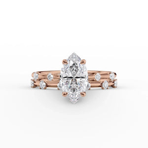 The Serena Set  With A 1 Carat Marquise 14K Rose Gold Moissanite